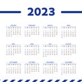 Square calendar Year 2023. vector template calendar. Blue design