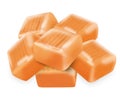 Square candy caramel with clipping path