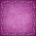 Square card with arabic floral ornament frame in dark-pink color. Free space for text.