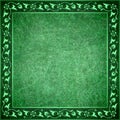 Square card with arabic floral ornament frame in green color. Free space for text. Royalty Free Stock Photo