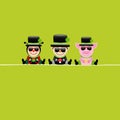 Square Card Ladybug Chimney Sweep And Pig Sunglasses Cylinder Green Royalty Free Stock Photo