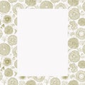 Square card with monochromatic outline mushrooms frame and space for your text.