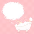 Woman In Bathtub Speech Bubble Foam Dots Pink Royalty Free Stock Photo