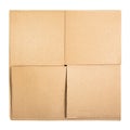 Square cardboard box isolated on white background. Top view