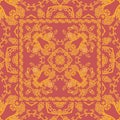 Square carpet with beautiful oriental ornament. Beautiful silk scarf in vector