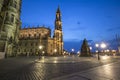 Square with Cathedral of the Holy Trinity in Dresden Royalty Free Stock Photo