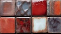 Square ceramic tiles in red, featuring a glossy finish and seamless mosaic pattern, perfect for kitchen and interior Royalty Free Stock Photo