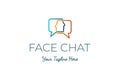 Square Chat Speech Bubble Face for Comment Communication Podcast Logo Design Vector