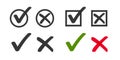 Square checkbox check mark pictogram handdrawn drawn set vector or checkmark confirm survey vote list element doodle black and