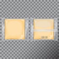 Square cheese package set. Bag for food, snacks