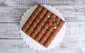 Square chocolate velour mousse cake