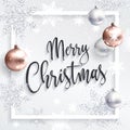 Square christmas card with silver sequins Royalty Free Stock Photo