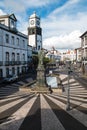 Square with a church, Ponta Delgada, Sao Miguel, Azores Islands, Portugal