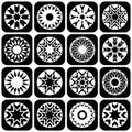 Square and Circle Radial Design Elements. Abstract Icons Set