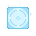 Square Clock Flat Vector Icon, Symbol, Pictogram, Sign. Light Blue Monochrome Design. Editable Stroke Royalty Free Stock Photo