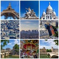 Square collage of different landmarks in Paris