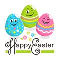 Square colorful greeting card with text: Happy Easter. Royalty Free Stock Photo