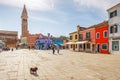 Square with a colorful houses, island near Venice