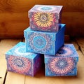 square mandala print gift boxes