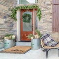 Square Comfortable wicker chairs on a veranda day light Royalty Free Stock Photo