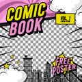 Square comic cover template front page layout design Royalty Free Stock Photo