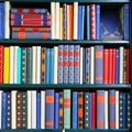 Square composition of old books on a library Royalty Free Stock Photo