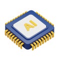 Square Computer Microchip with AI Text and Yellow Pins on White Background artificial intelligence Royalty Free Stock Photo