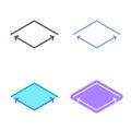 Square concept symbols. Dimension and measuring vector outline i