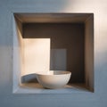 Square Concrete Recess with White Ceramic Bowl Royalty Free Stock Photo