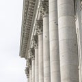 Square Corinthian stone columns at Utah State Capital Building facade in Salt Lake City