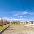 Square Corner perspective of a small kids playground Royalty Free Stock Photo