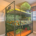 Square Cozy room interior with a colorful triple bunk bed for children