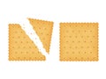 Square crackers. Two crackers. Illustration of food, snacks. Healthy snack.