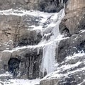 Square crop Bridal Veil Falls with frozen water on steep slope during winter in Provo Canyon Royalty Free Stock Photo