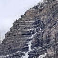Square crop Stunning Bridal Veil Falls in Provo Canyon with frozen water on the rugged slope Royalty Free Stock Photo