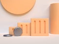 square cube steps yellow/orange geometric shape abstract podium set 3d render