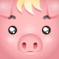 Square cute swine pig cartoon character design vector illustration