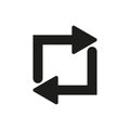 Square cyclic rotation icon. Arrow sign. App element. Technology concept. Line design. Vector illustration.