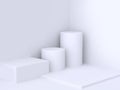 Square cylinder white wall corner minimal abstract background 3d render