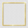 Square 3D gold rectangle border. Frame boarder. Golden vintage border. Realistic rectangle boarder with shiny glowing effect isola Royalty Free Stock Photo