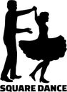 Square dance silhouette with word Royalty Free Stock Photo