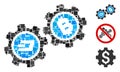 Square Dash Bitcoin Gears Icon Vector Mosaic