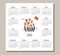 Square desk table wall calendar 2022. New Year of tiger. Chinese horoscope. Vector flat isolated illustration. Bunch of Royalty Free Stock Photo