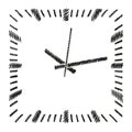 Square dial of analog clock. Sketch in vector
