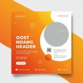 Square digital flyer with an orange and white gradient background, featuring Royalty Free Stock Photo