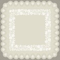 Square doily with traditional Hungarian white embroidery Royalty Free Stock Photo