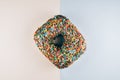 Square donut with colorful sprinkle Royalty Free Stock Photo