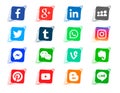 Collection of popular social media icons on a white background Royalty Free Stock Photo