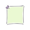 Square doodle frame with varied simple small bow isolated on white background. Hand drawn illustration Royalty Free Stock Photo