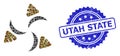 Textured Utah State Seal and Square Dotted Shit Fan Composition Royalty Free Stock Photo